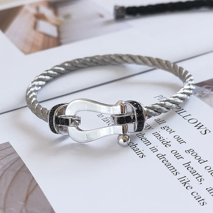 ¡®Veyra Jewelry¡¯FORCE LARGE HORSESHOE BLACK DIAMOND BRACELET SILVER