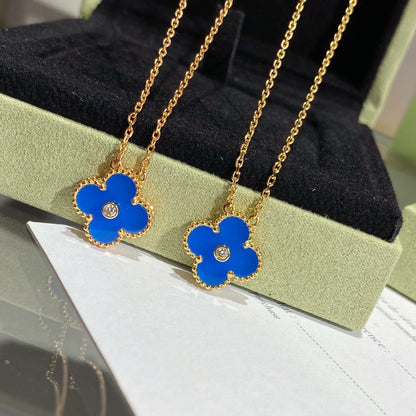 ¡®Veyra Jewelry¡¯CLOVER 15MM DIAMOND AND BLUE AGATE NECKLACE