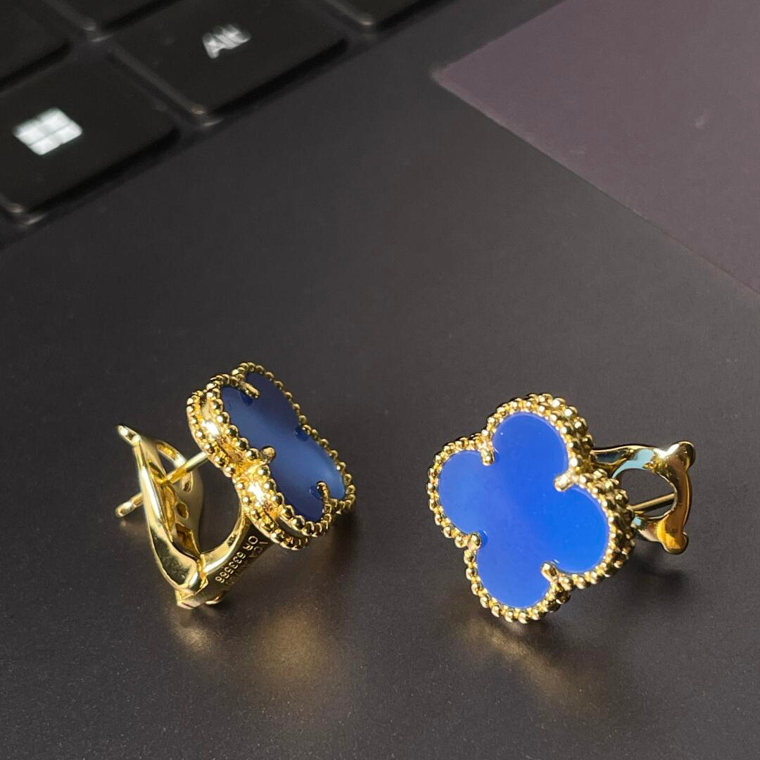 [Veyra Jewelry] CLOVER LARGE (20mm) 1 MOTIFS BLUE MOP STUD EARRINGS