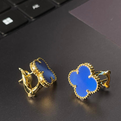 [Veyra Jewelry] CLOVER LARGE (20mm) 1 MOTIFS BLUE MOP STUD EARRINGS