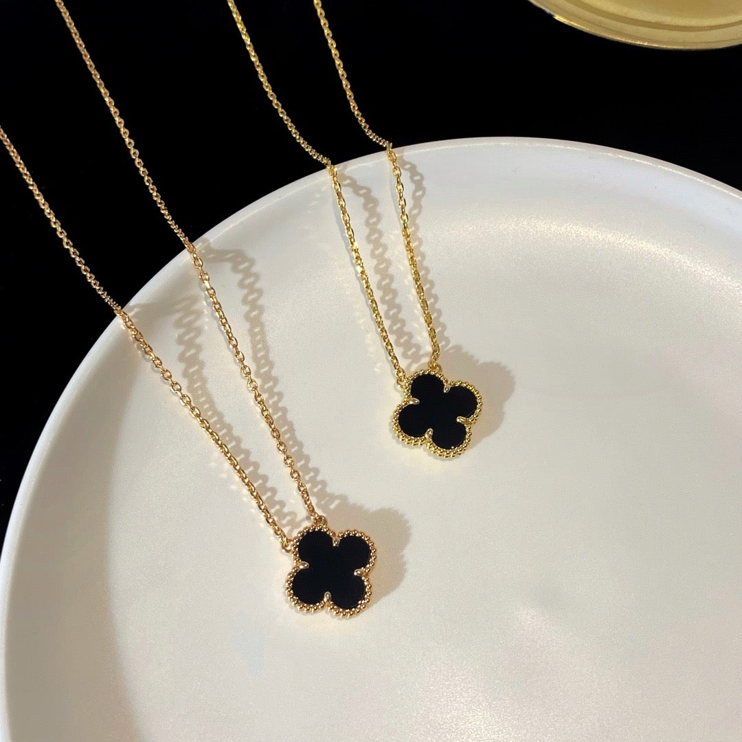 ¡®Veyra Jewelry¡¯CLOVER 15MM BLACK ONYX SINGLE FLOWER NECKLACE