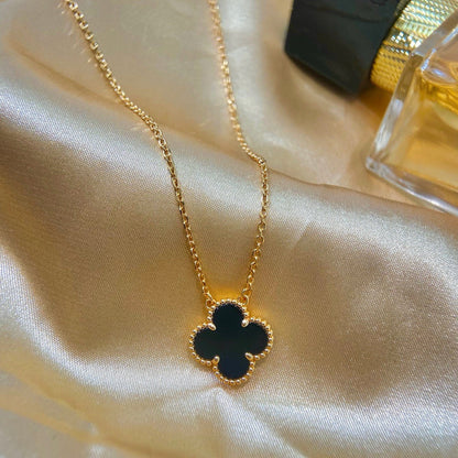 ¡®Veyra Jewelry¡¯CLOVER 15MM BLACK ONYX SINGLE FLOWER NECKLACE