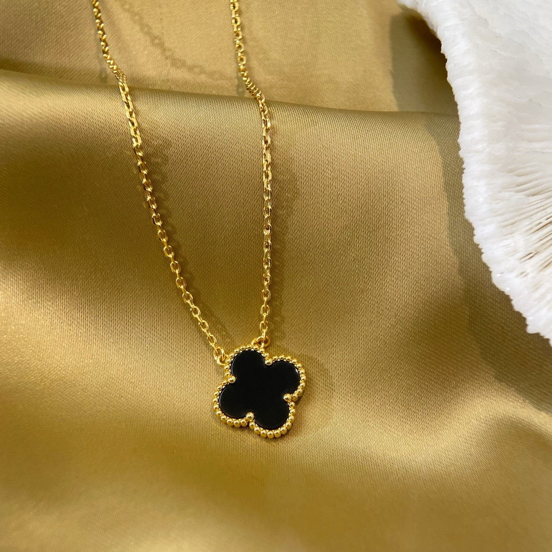 ¡®Veyra Jewelry¡¯CLOVER 15MM BLACK ONYX SINGLE FLOWER NECKLACE