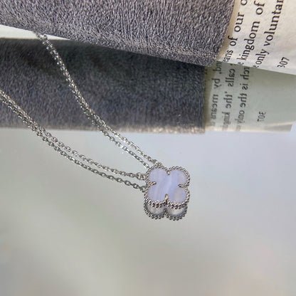 ¡®Veyra Jewelry¡¯CLOVER 15MM BLUE CHALCEDONY NECKLACE SILVER