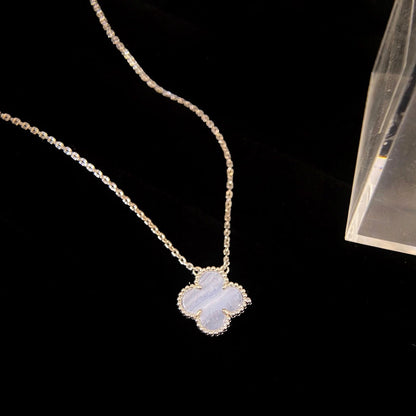 ¡®Veyra Jewelry¡¯CLOVER 15MM BLUE CHALCEDONY NECKLACE SILVER