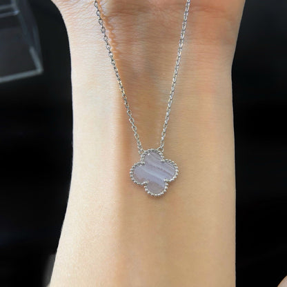 ¡®Veyra Jewelry¡¯CLOVER 15MM BLUE CHALCEDONY NECKLACE SILVER