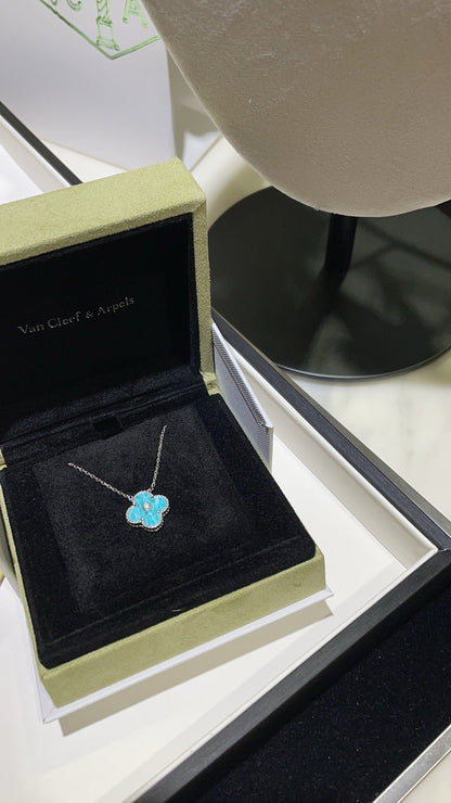 ¡®Veyra Jewelry¡¯CLOVER 15MM DIAMOND SVRES PORCELAIN  NECKLACE SILVER