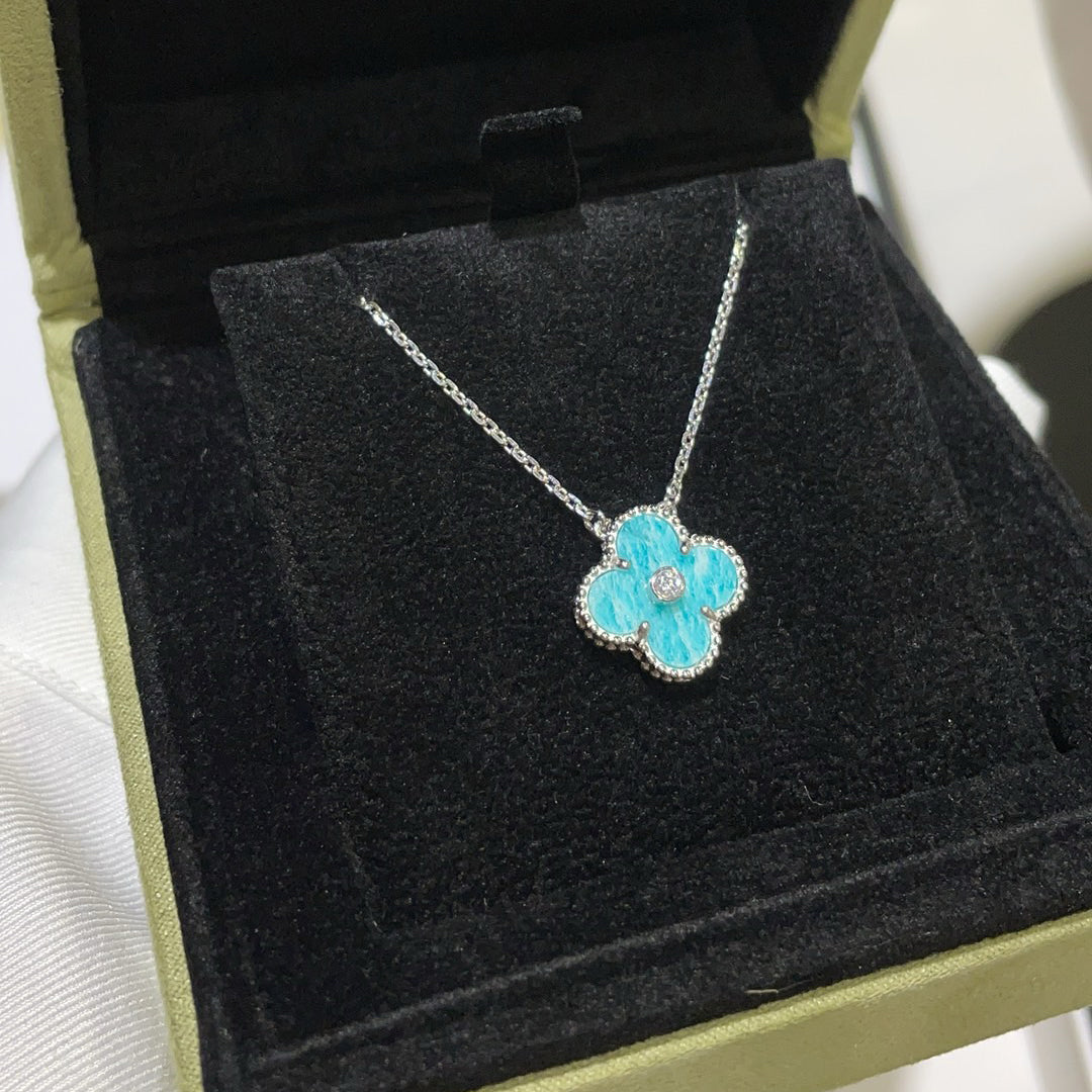 ¡®Veyra Jewelry¡¯CLOVER 15MM DIAMOND SVRES PORCELAIN  NECKLACE SILVER