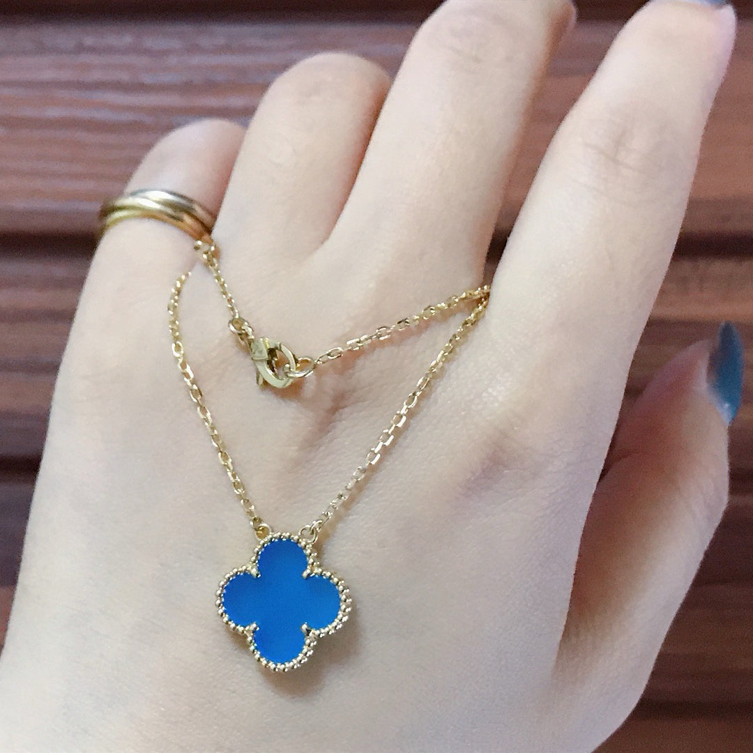 ¡®Veyra Jewelry¡¯CLOVER 15MM BLUE AGATE NECKLACE