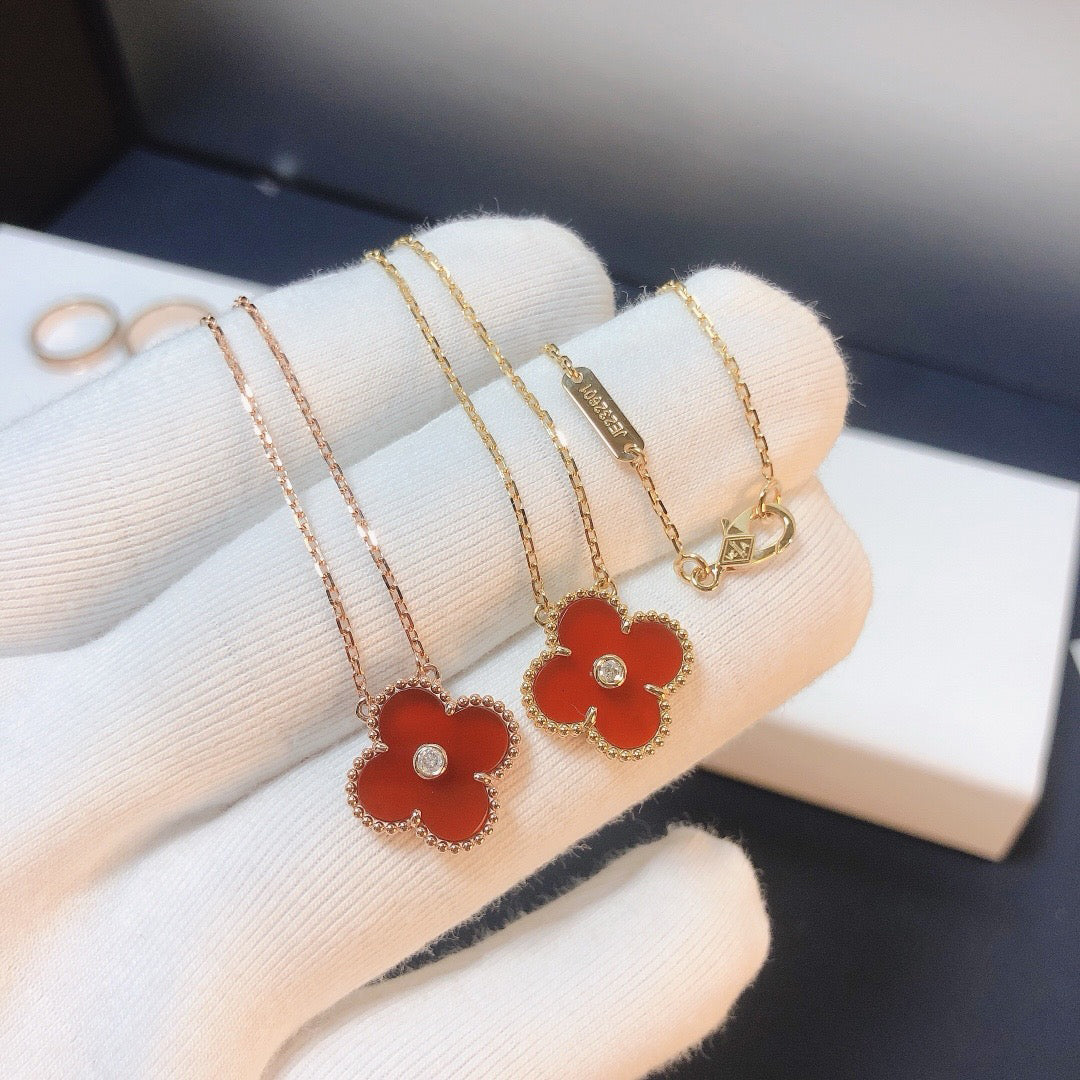 ¡®Veyra Jewelry¡¯CLOVER 15MM DIAMOND CARNELIAN NECKLACE