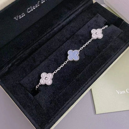 [Veyra Jewelry]New  CLOVER 5 MOTIF PURPLE CHALCEDONY BRACELET COLLECTION