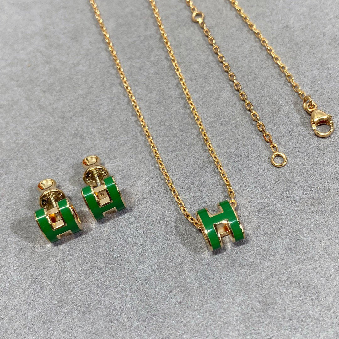 ¡®Veyra Jewelry¡¯POP H GREEN NECKLACE SILVER AND GOLD