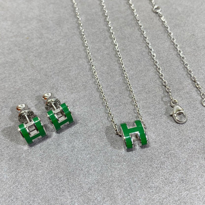 ¡®Veyra Jewelry¡¯POP H GREEN NECKLACE SILVER AND GOLD
