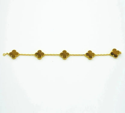 [Veyra Jewelry]New  CLOVER 5 MOTIFS TIGER EYE BRACELET COLLECTION