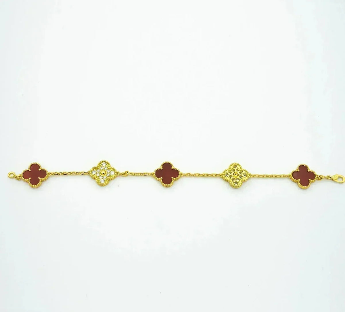 [Veyra Jewelry]New  CLOVER 5 MOTIF RED CORNELIAN BRACELET COLLECTION