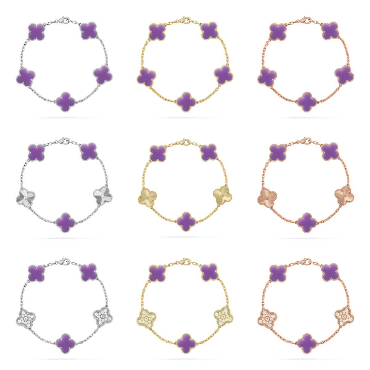 [Veyra Jewelry]New CLOVER 5 MOTIF LIGHT PURPLE BRACELET COLLECTION