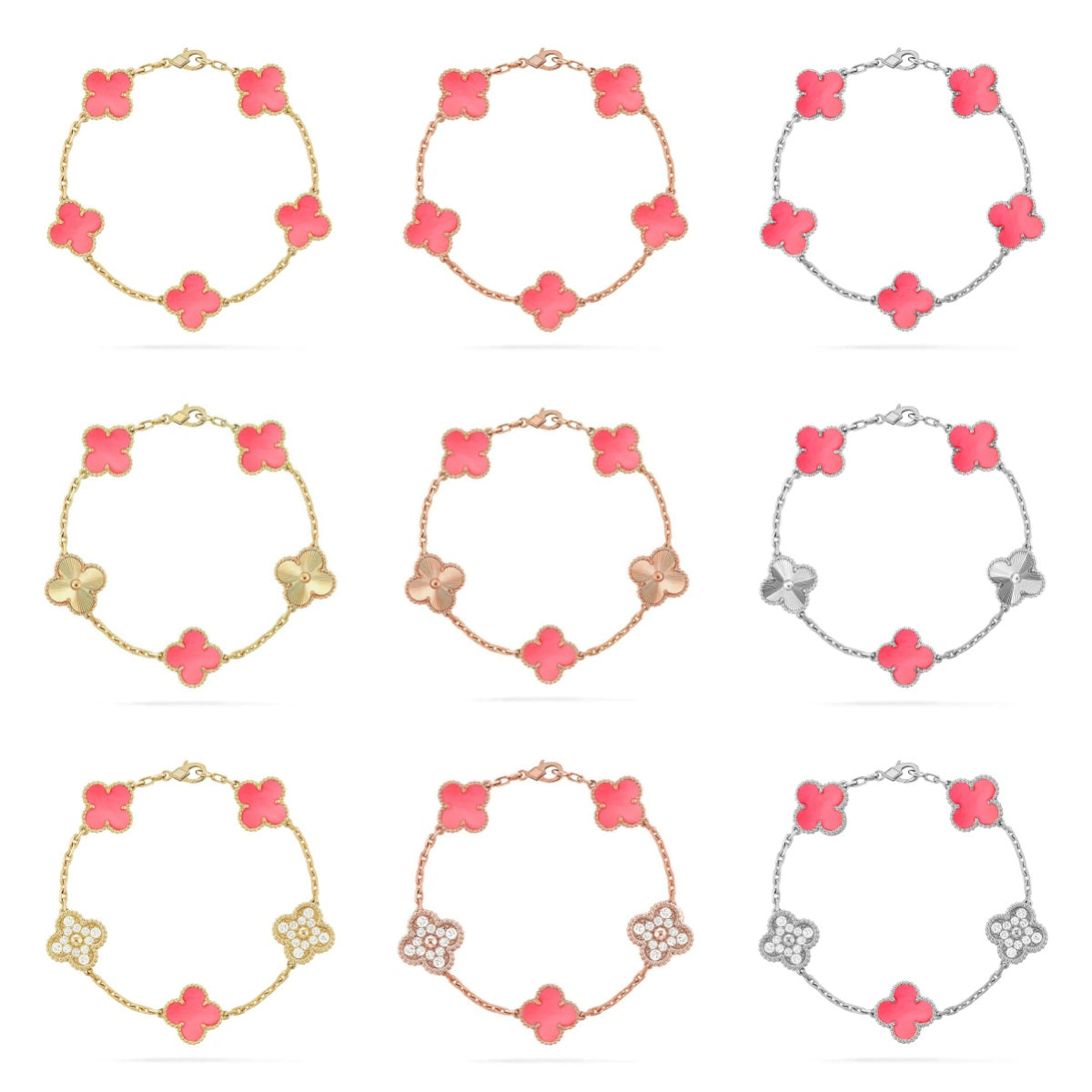 [Veyra Jewelry]New  CLOVER 5 MOTIFS  PINK MOP BRACELET COLLECTION