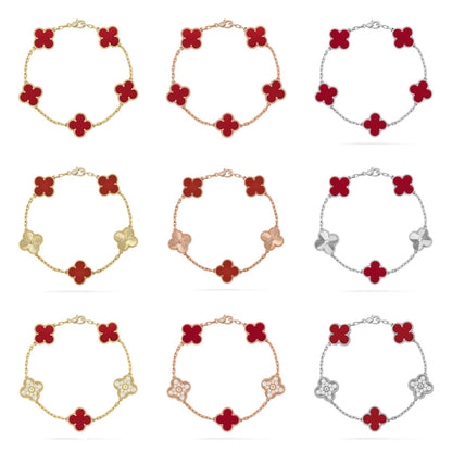 [Veyra Jewelry]New  CLOVER 5 MOTIF RED CORNELIAN BRACELET COLLECTION