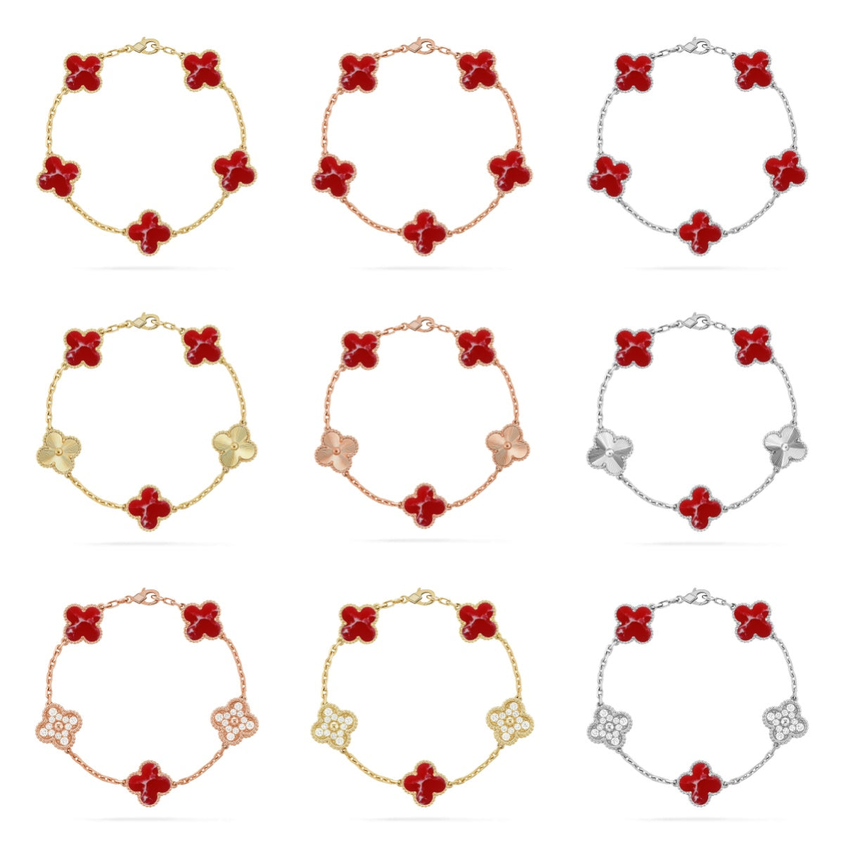 [Veyra Jewelry]New CLOVER 5 MOTIF RED PATTERN BRACELET COLLECTION