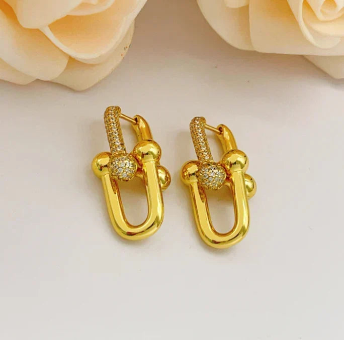 [Veyra Jewelry]TF HORSESHOE BUCKLE DIAMOND EARRINGS