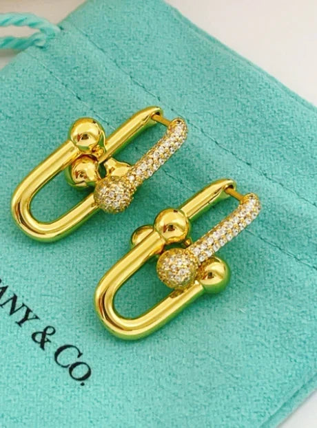[Veyra Jewelry]TF HORSESHOE BUCKLE DIAMOND EARRINGS