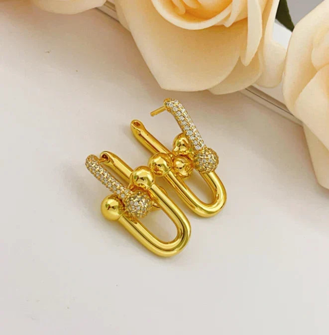 [Veyra Jewelry]TF HORSESHOE BUCKLE DIAMOND EARRINGS
