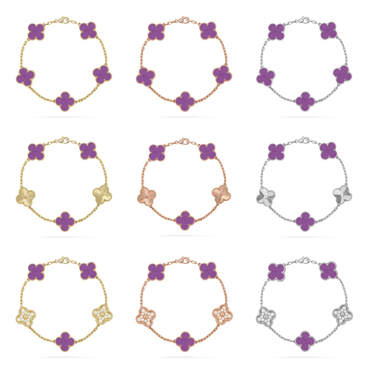 [Veyra Jewelry]New  CLOVER 5 MOTIF VIOLET BRACELET COLLECTION