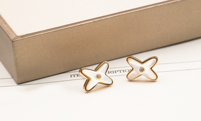 ¡®Veyra Jewelry¡¯JEUX DE WHITE MOP PINK GOLD DIAMOND EARRINGS