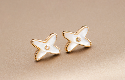 ¡®Veyra Jewelry¡¯JEUX DE WHITE MOP PINK GOLD DIAMOND EARRINGS