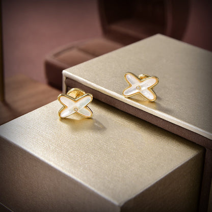 ¡®Veyra Jewelry¡¯JEUX DE WHITE MOP GOLD DIAMOND EARRINGS