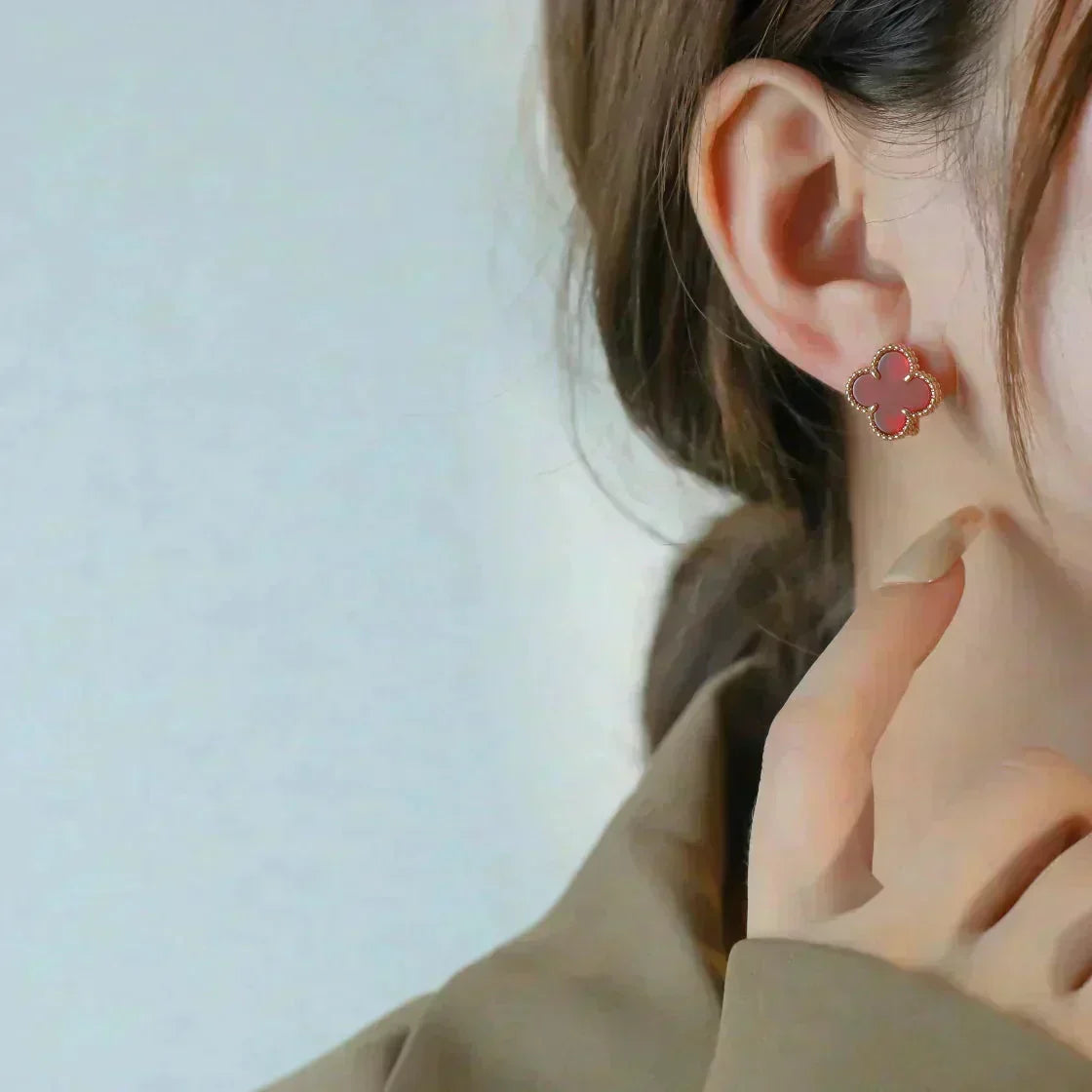¡®Veyra Jewelry¡¯CLOVER MEDIUM 1 MOTIFS CARNELIAN  EARRINGS