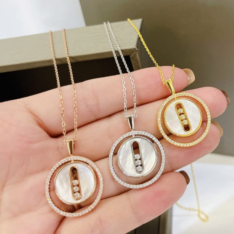 [Veyra Jewelry]LUCKY MOVE MM NACRE BLANCHE DIAMOND NECKLACE