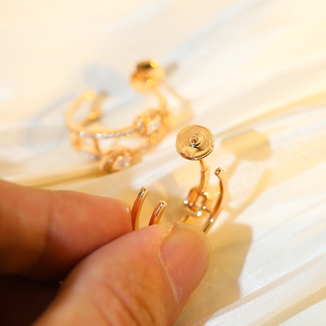 [Veyra Jewelry]CREOLES MY TWIN 2 RANGS SILVER DIAMOND EARRINGS