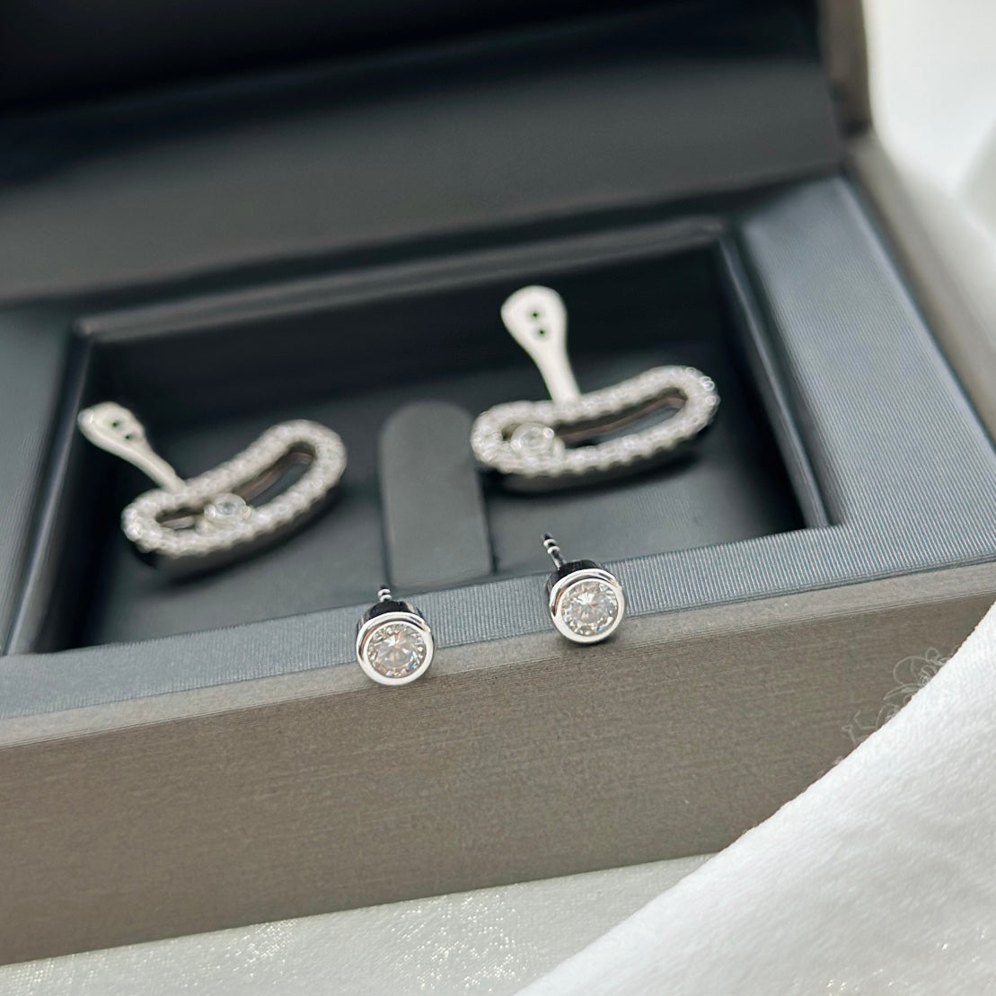 [Veyra Jewelry]MOVE UNO SILVER DIAMOND EARRINGS