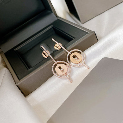 [Veyra Jewelry]LUCKY MOVE ARROW PINK GOLD DIAMOND EARRINGS