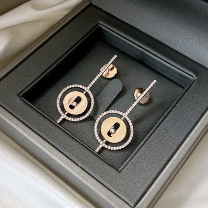 [Veyra Jewelry]LUCKY MOVE ARROW PINK GOLD DIAMOND EARRINGS