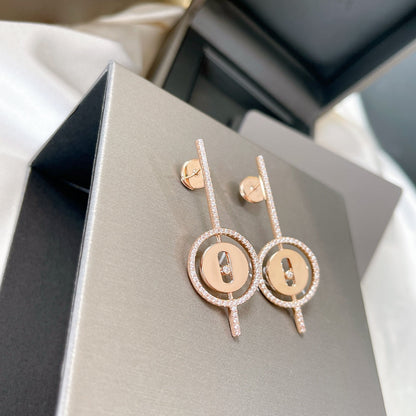 [Veyra Jewelry]LUCKY MOVE ARROW PINK GOLD DIAMOND EARRINGS