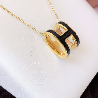 ¡®Veyra Jewelry¡¯HM CLIC BLACK ENAMEL GOLD NECKLACE