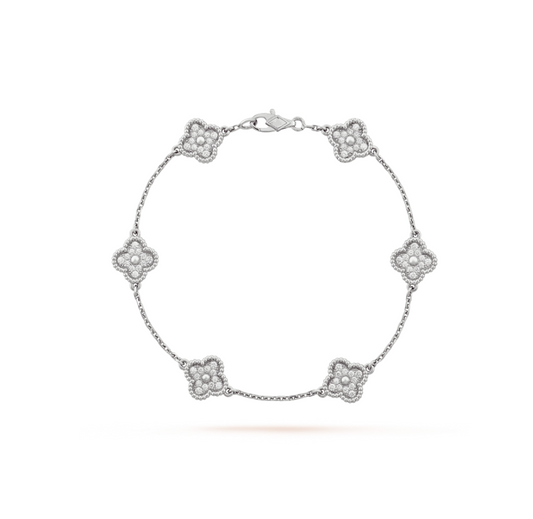 ¡®Veyra Jewelry¡¯CLOVER 6 MOTIF SILVER DIAMOND BRACELET