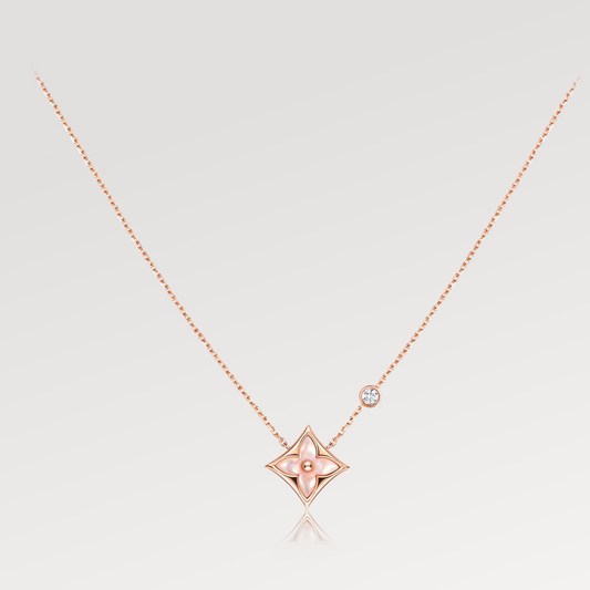 ¡®Veyra Jewelry¡¯STAR PINK MOP 1 DIAMOND PINK GOLD NECKLACE