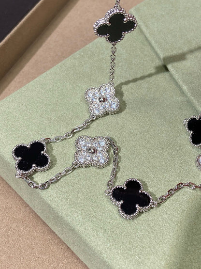 [Veyra Jewelry] Four-Leaf Clover Ten Elements Panda Diamond Silver Necklace