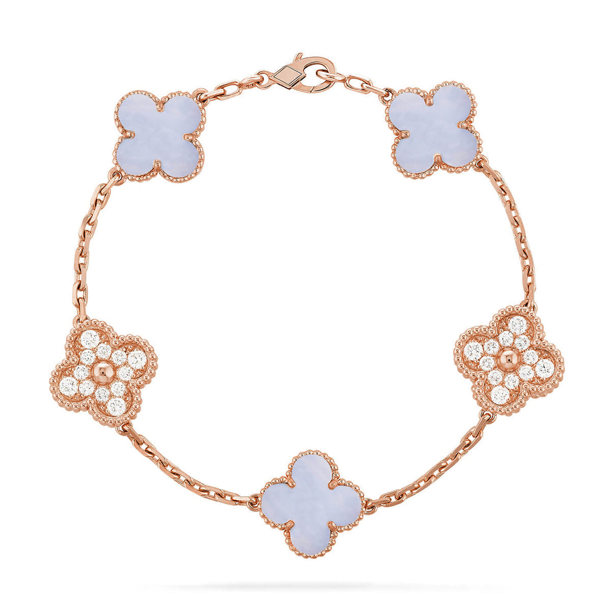 [Veyra Jewelry]New  CLOVER 5 MOTIF PURPLE CHALCEDONY BRACELET COLLECTION