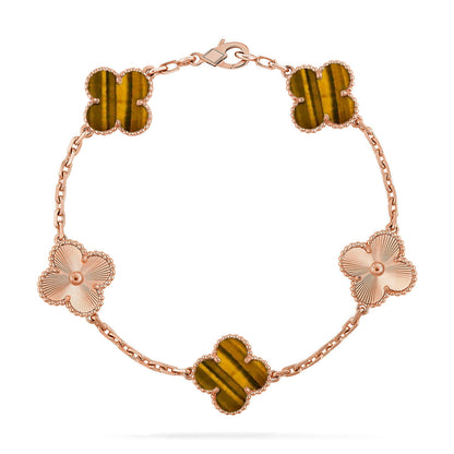 [Veyra Jewelry]New  CLOVER 5 MOTIFS TIGER EYE BRACELET COLLECTION
