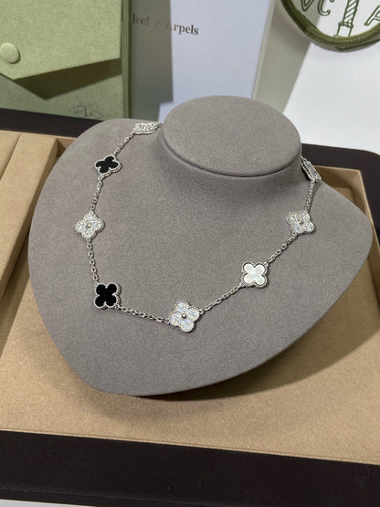 [Veyra Jewelry] Four-Leaf Clover Ten Elements Panda Diamond Silver Necklace