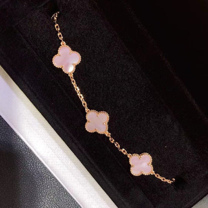 [Veyra Jewelry]CLOVER 5 MOTIFS Pink  AGATE  BRACELET