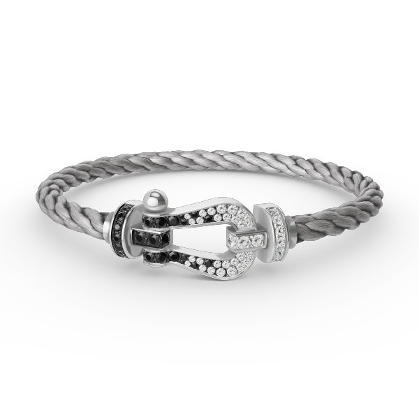 ¡®Veyra Jewelry¡¯FORCE LARGE HORSESHOE BLACK WHITE DIAMOND BRACELET SILVER