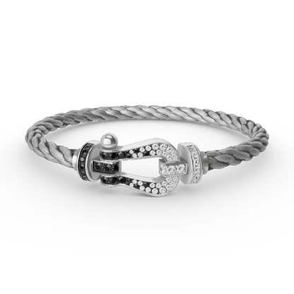 ¡®Veyra Jewelry¡¯FORCE LARGE HORSESHOE BLACK WHITE DIAMOND BRACELET SILVER