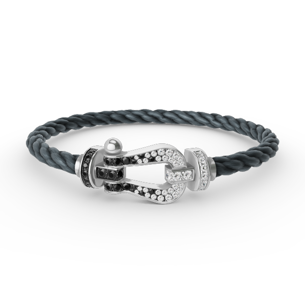 ¡®Veyra Jewelry¡¯FORCE LARGE HORSESHOE BLACK WHITE DIAMOND BRACELET SILVER