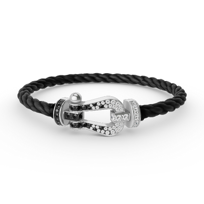 ¡®Veyra Jewelry¡¯FORCE LARGE HORSESHOE BLACK WHITE DIAMOND BRACELET SILVER