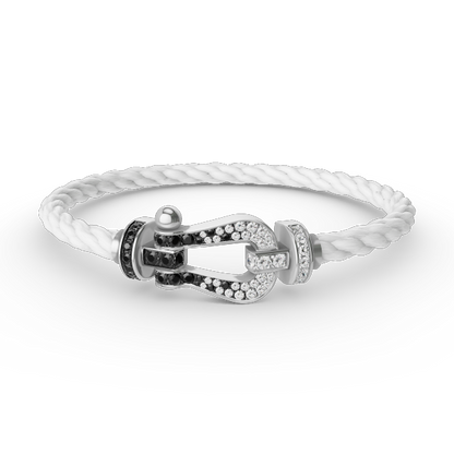 ¡®Veyra Jewelry¡¯FORCE LARGE HORSESHOE BLACK WHITE DIAMOND BRACELET SILVER